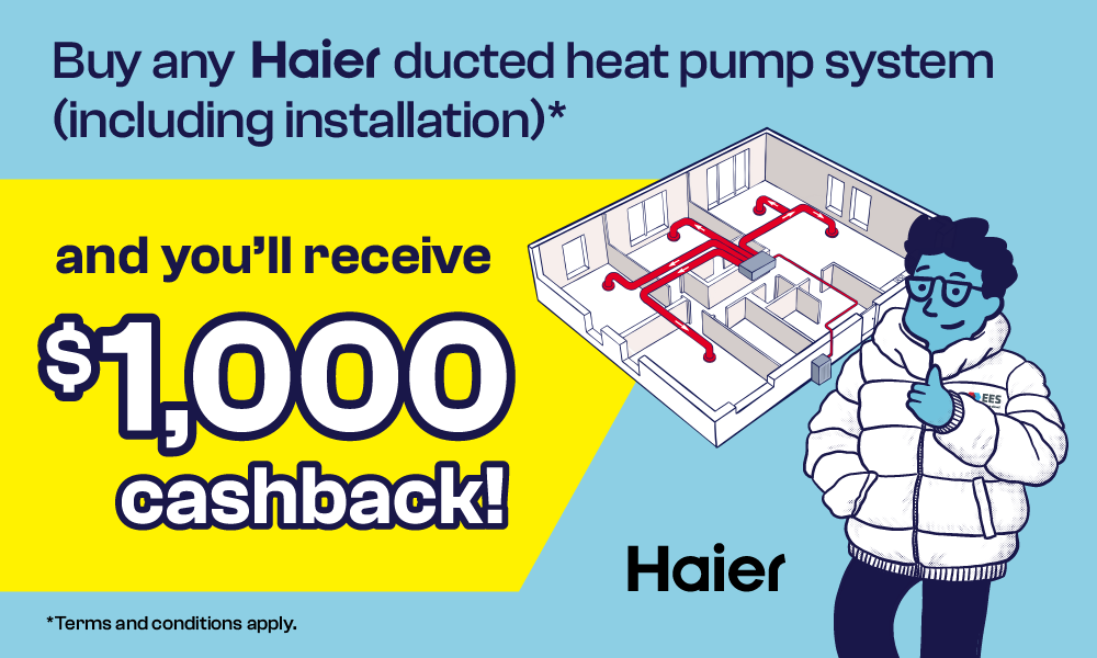 Get $1,000 Cashback on Haier Ducted Heat Pumps!